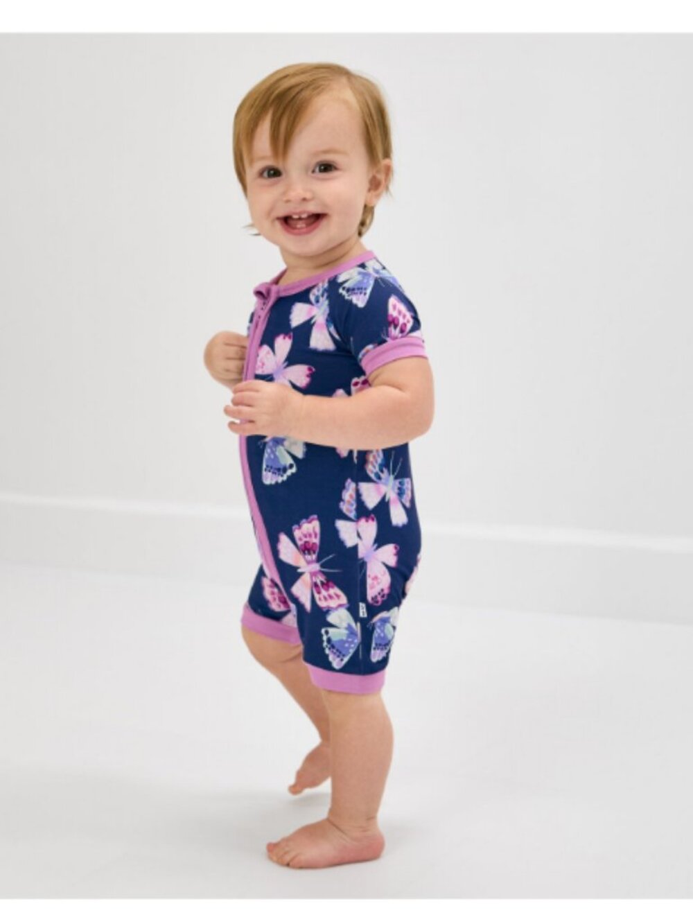 NWT Little Sleepies Royal Butterflies Shorty Zippy - Size 3T